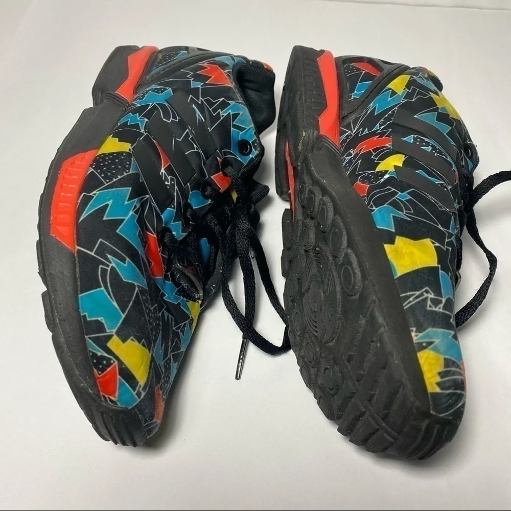 𝅺adidas Color Block sneakers: black, red, yellow, and blue. Size 6
